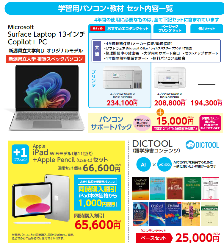 セット内容・価格表