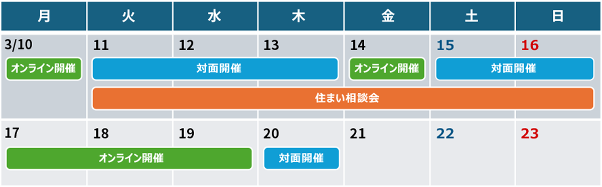 3月10日（月）～3月20日（木･祝） 入学準備説明会＆住まい相談会